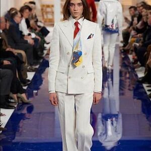 Ralph Lauren Collection ~ Ivory Stretch Wool Double Breasted Camden Blazer